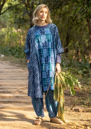 Kleid „Zebra“ aus Bio-Baumwollgewebe - taubenblau