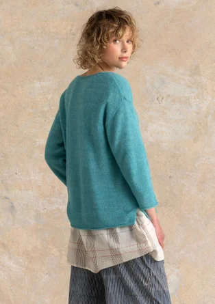 Wool/cotton/alpaca sweater - teal/melange