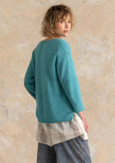 Wool/cotton/alpaca sweater - teal/melange