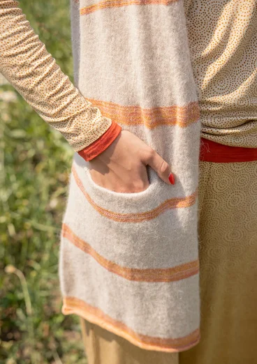 “Sandy” sleeveless top knitted in a blend of alpaca wool and organic/recycled cotton - dark natural