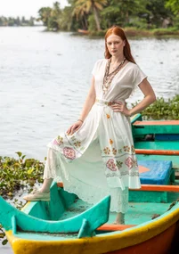 Ceinture "Cross" en coton biologique - blanc cassé