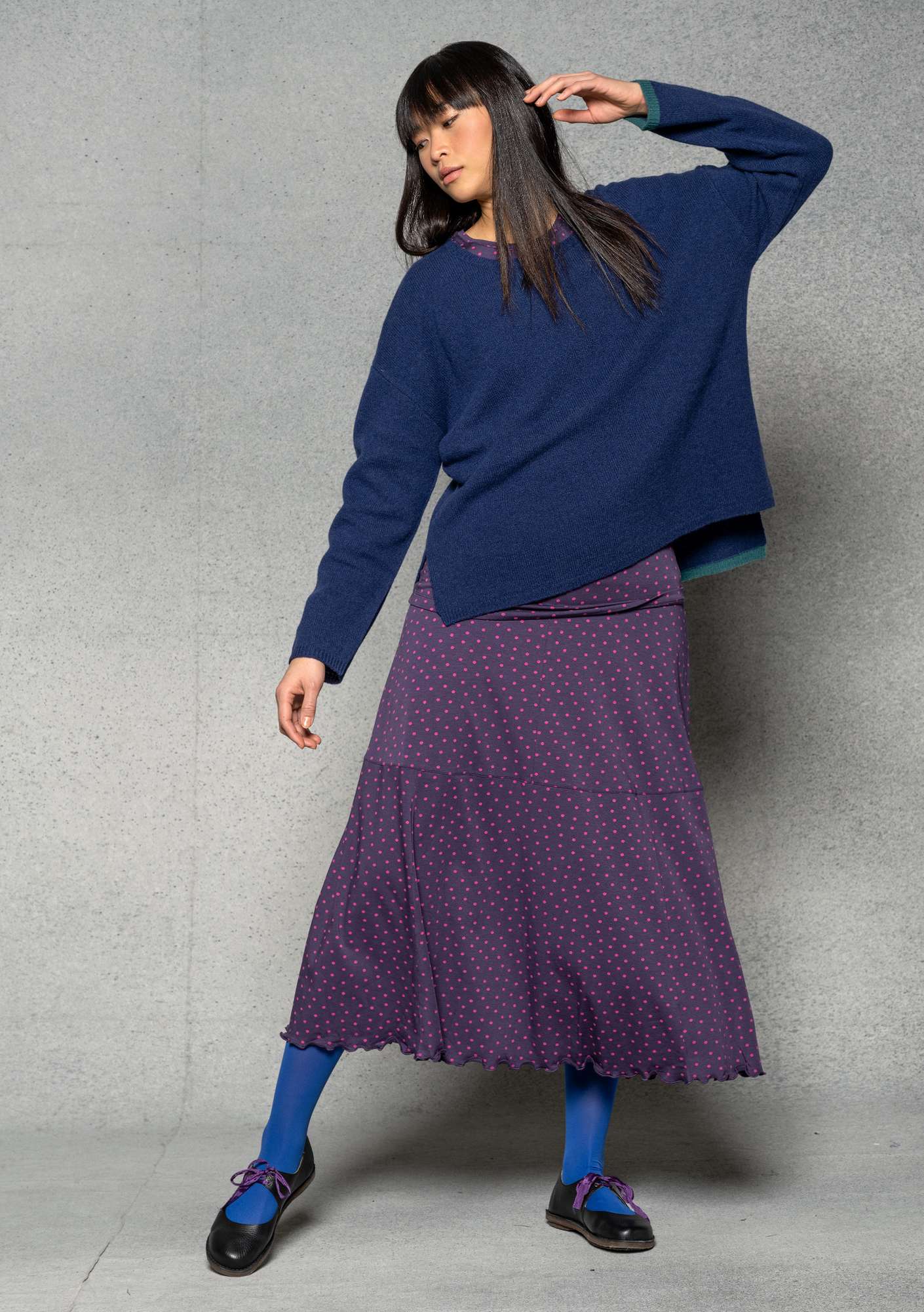 “Pytte” jersey skirt made of organic cotton/modal/elastane blackberry/print