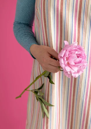 “Esme” woven organic cotton/linen dress - multicoloured/striped