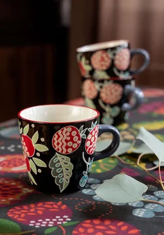 Tasse „Fruits“ aus Keramik - dunkelaschgrau