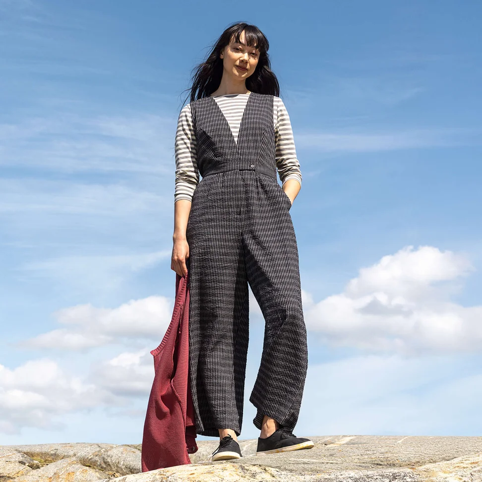 “Wavy” woven organic cotton jumpsuit - black