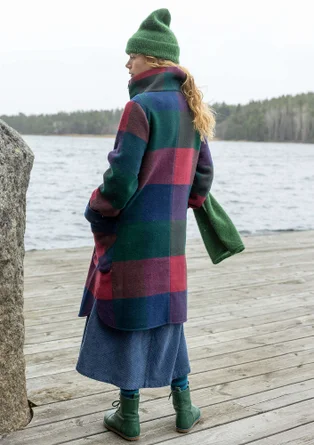 Jas "Alberta" van gerecyclede wol/gerecycled polyester - indigo/dessin