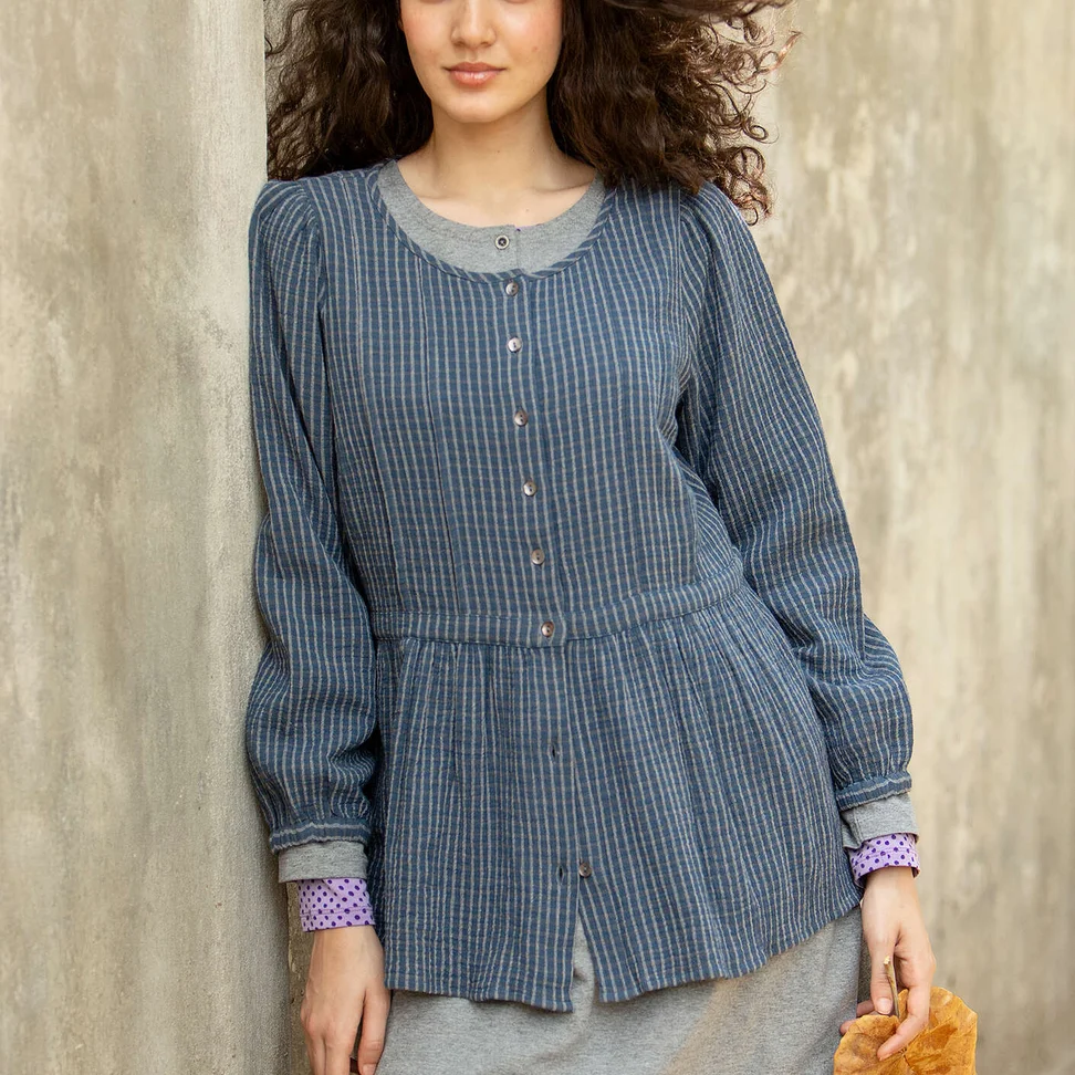 “Noira” blouse in organic cotton - indigo