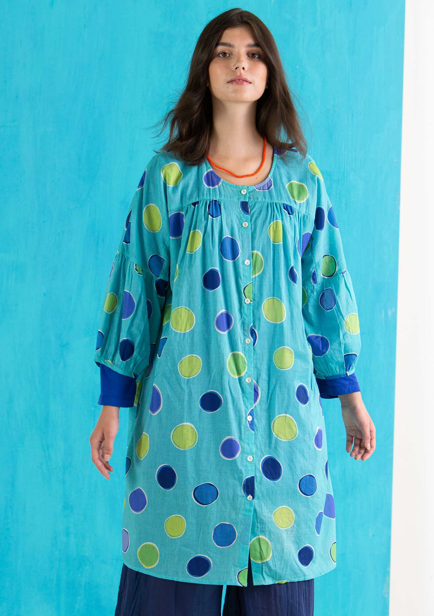 Kleid „Billie“ aus Öko-/Recycling-Baumwolle jade-gemustert thumbnail