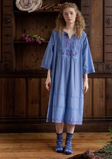 “Twinkle” nightgown in organic cotton - sea blue