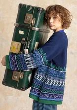 Gemusterter Pullover „Harsprång“ aus Lammwolle/Recycling-Wollgemisch - mitternachtsblau