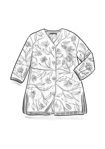Geblümte Langstrickjacke „Lusern“ aus Bio-Baumwolle, mit Handstickerei - indigo
