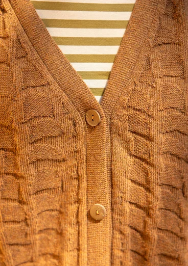 “Harriet” long cardigan in a recycled wool blend - chokolate/melange