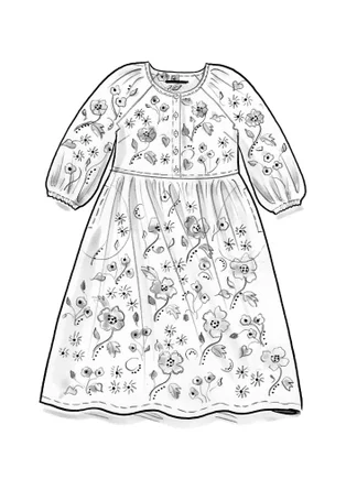 Geblümtes oder einfarbiges Kleid „Leah“ aus luftiger Bio-Baumwolle - olivenöl-gemustert