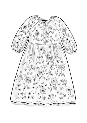 Geblümtes oder einfarbiges Kleid „Leah“ aus luftiger Bio-Baumwolle - olivenöl-gemustert