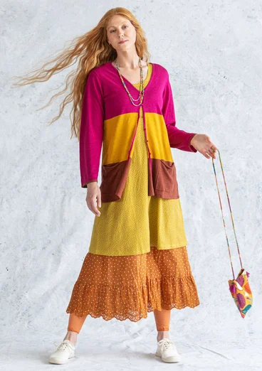 Kofta i lin - cyklamen/guldockra