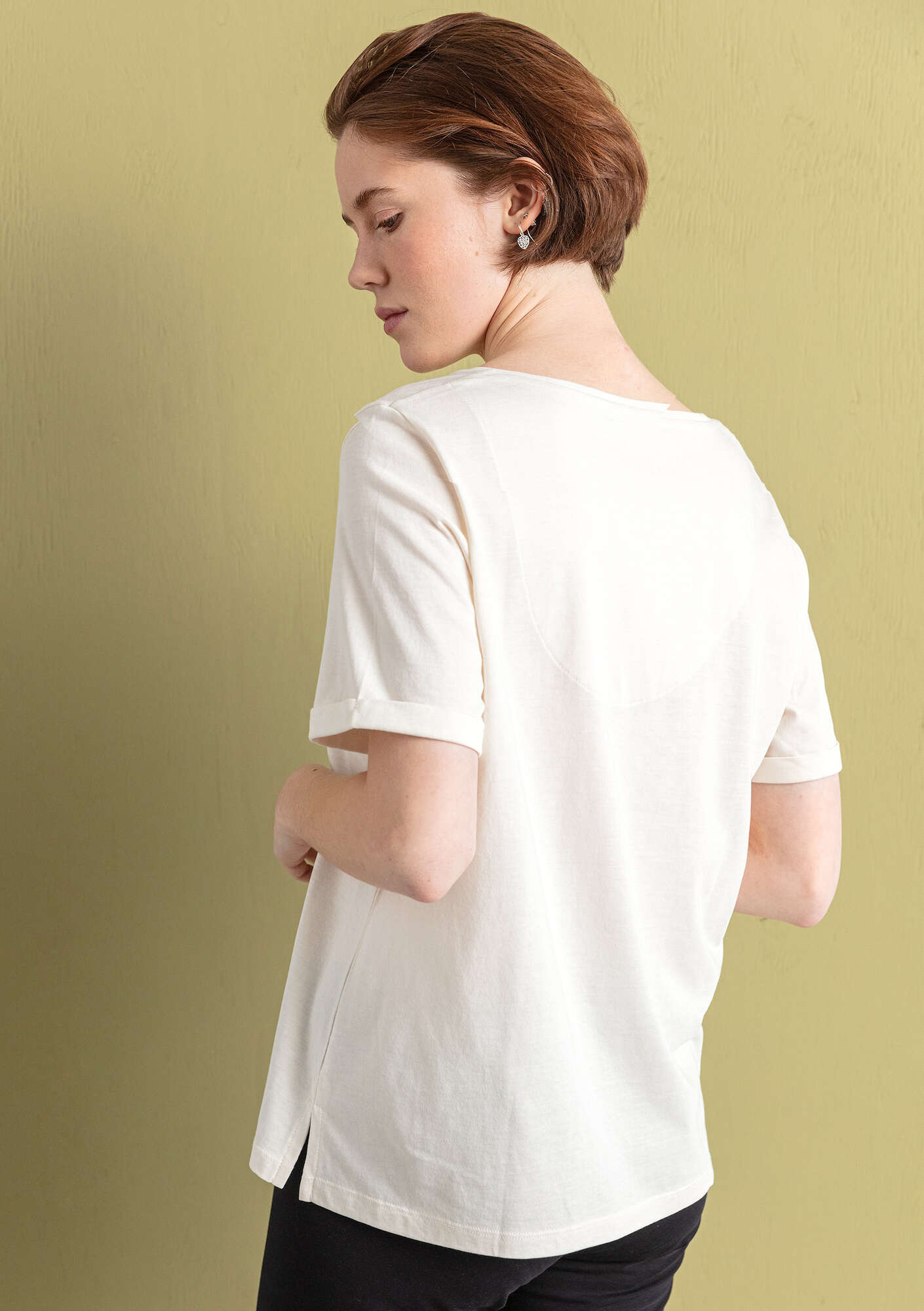 Trikotshirt „Juliet“ aus Öko-Baumwolle/Modal halbgebleicht
