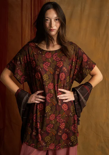 Gedessineerde tuniek "Amaya" van lyocell/elastaan - aubergine