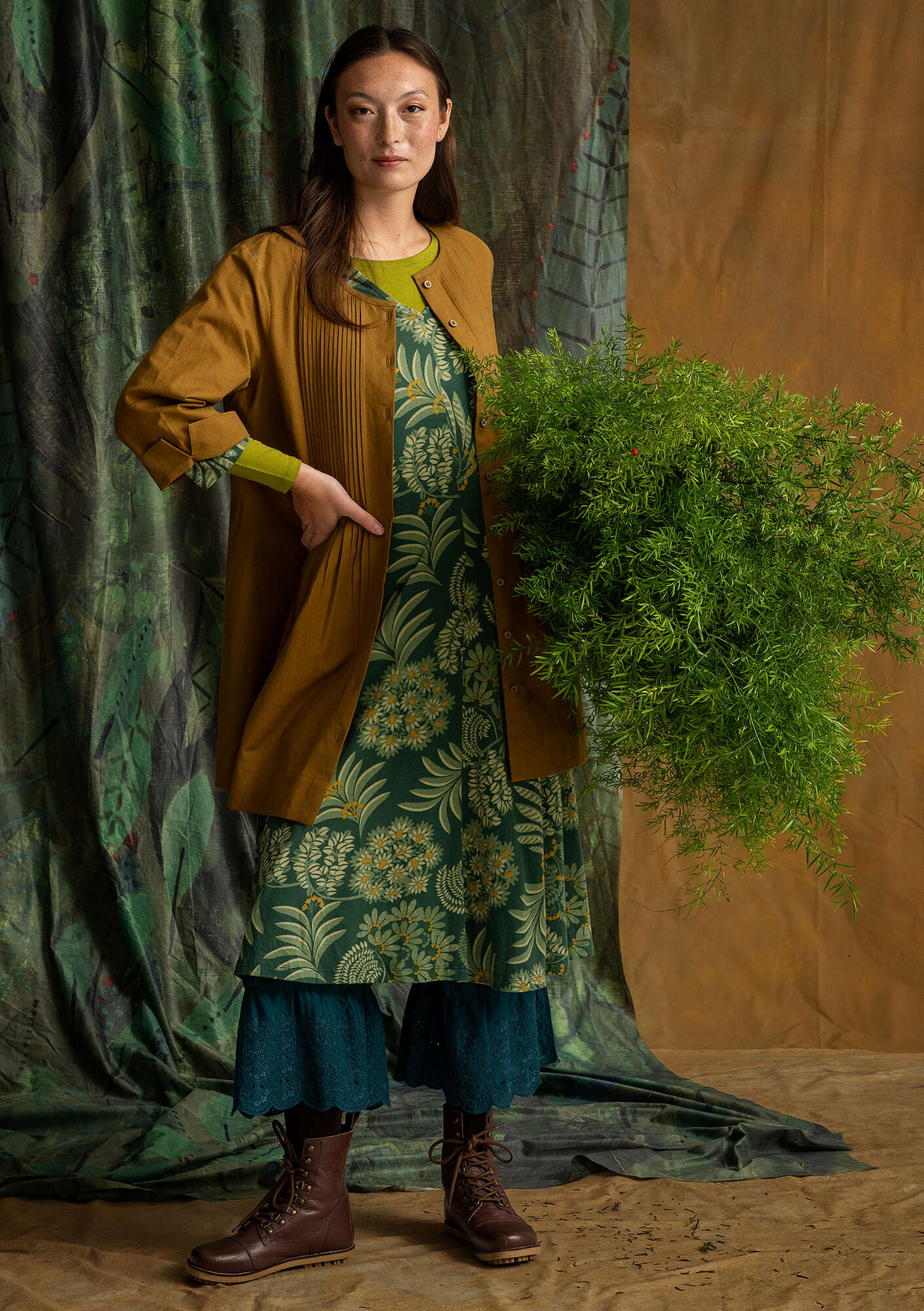 Sanvi patterned jersey dress in organic cotton