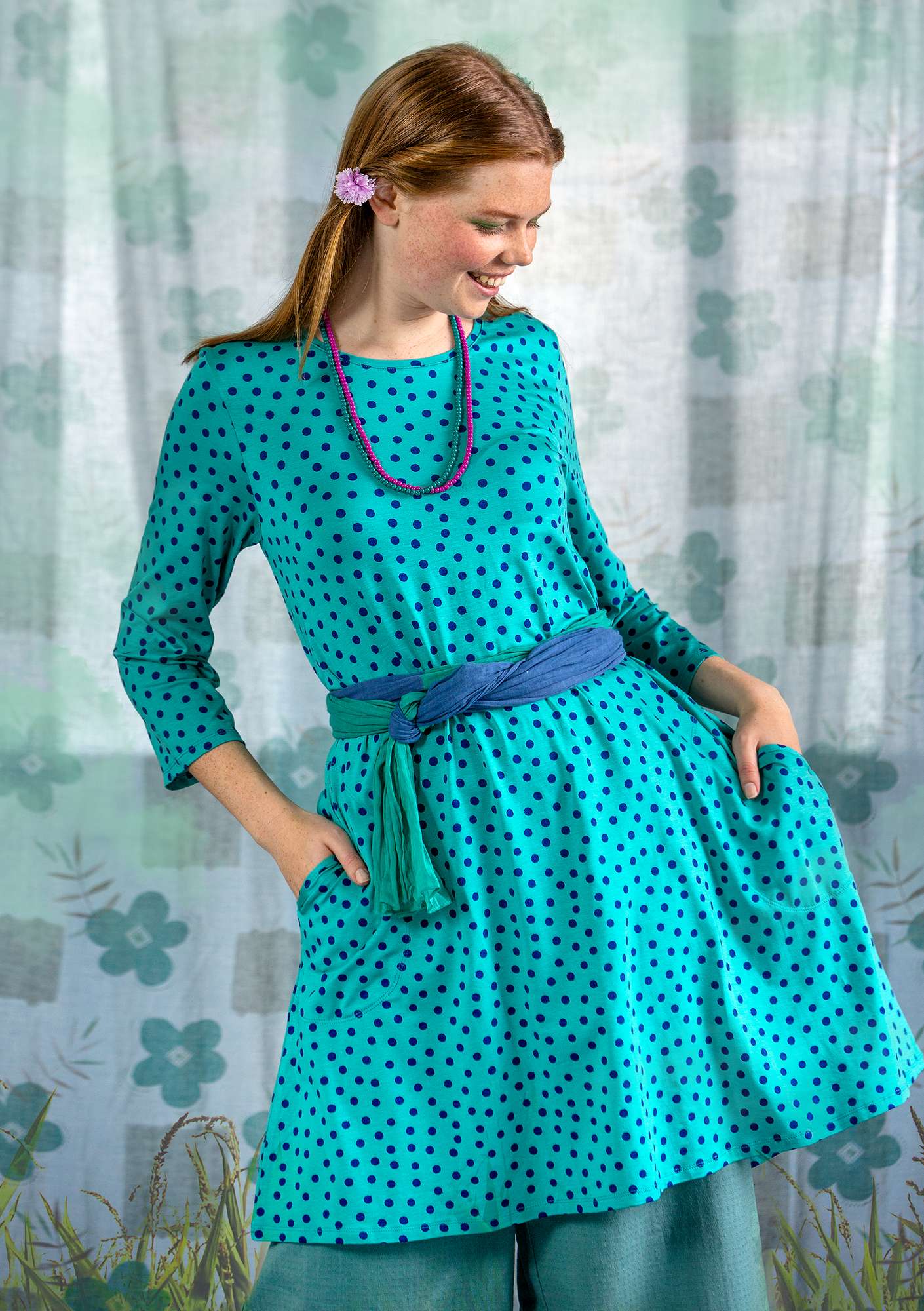 “Stella” lyocell/elastane jersey tunic turquoise thumbnail