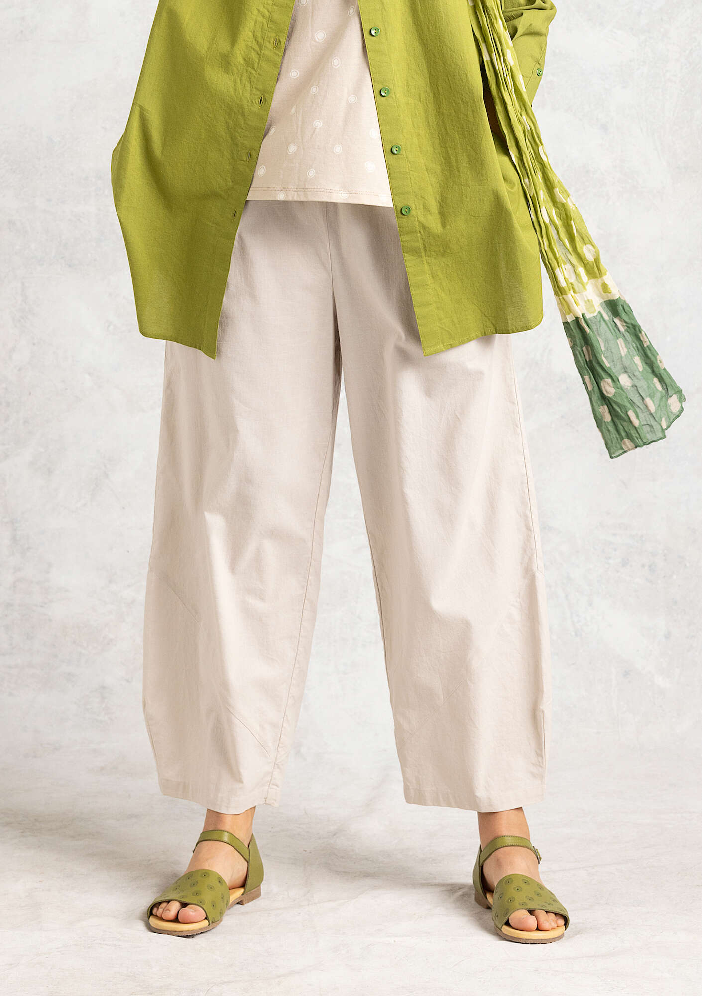 Woven organic cotton trousers natural thumbnail