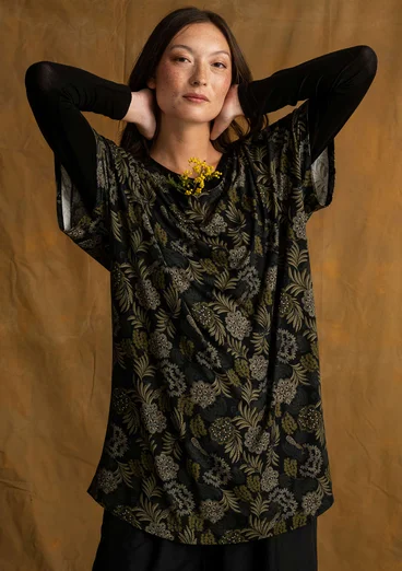 “Amaya” patterned lyocell/elastane tunic - dark ash grey