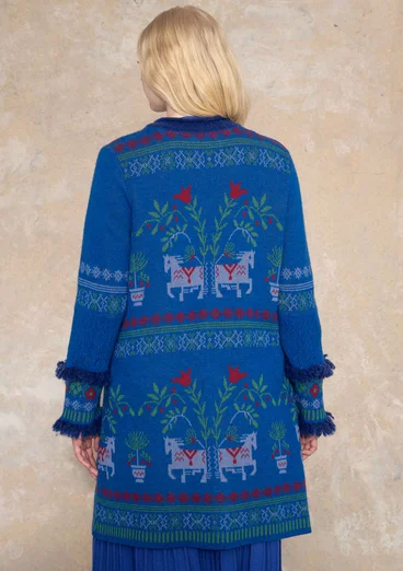 Strickjacke „Fåle“ aus Lammwollmischung/Bio-Baumwolle - tiefblau