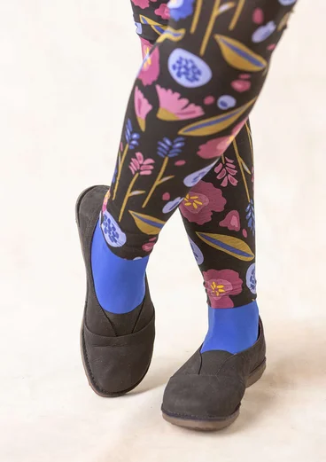 Ensfarget sko i nubuck med strikk - svart