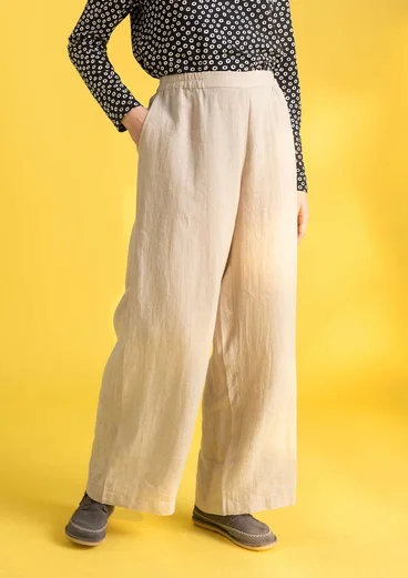 “Alva” woven pants in linen - dark natural