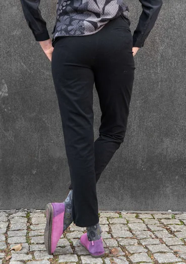 Trousers in cotton/elastane - black