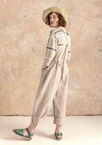 “Gardener” organic cotton/linen dungarees - dark natural