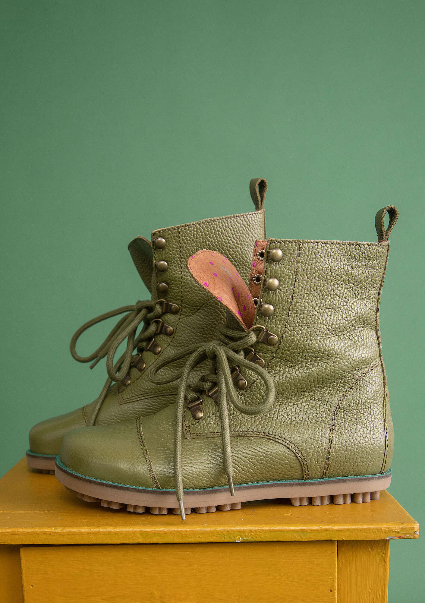 Nappa boots moss green