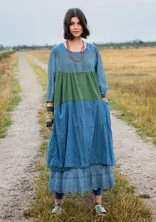 "Desert" woven organic cotton dress - green indigo