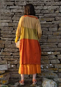 "Desert" woven organic cotton dress - ochre