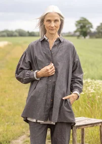 Chemise "Dunes" en coton biologique/lin - gris cendré