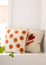 “Tulipanaros” block-printed cushion cover in organic cotton (brick One Size)