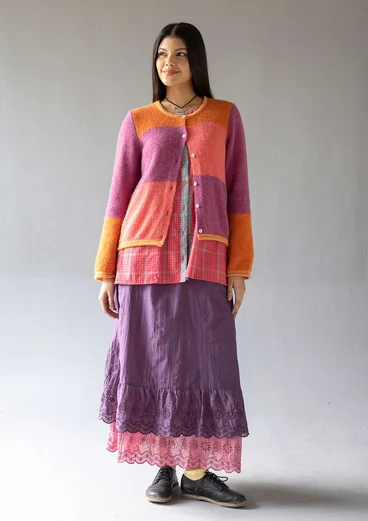Solid-colour underskirt with organic cotton lace - storm purple