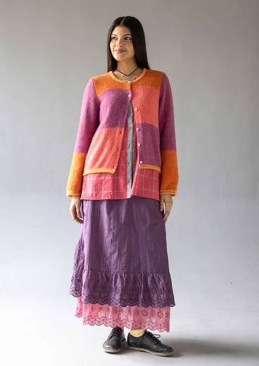 Solid-colour underskirt with organic cotton lace - storm purple