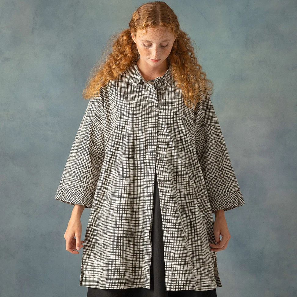 “Pavement” woven cotton shirt tunic - natural