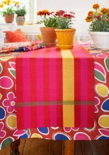 Striped organic cotton table runner - amaryllis