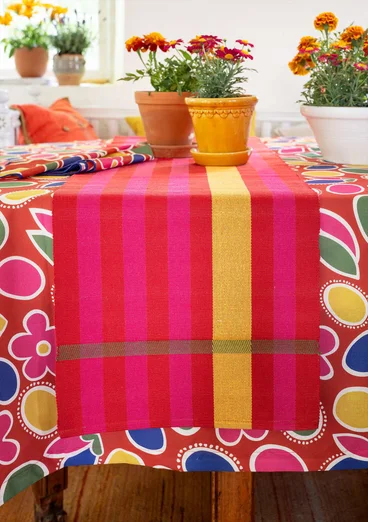 Striped organic cotton table runner - amaryllis