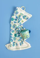  “Tulsi” block-printed kitchen towel in organic cotton - vanilla