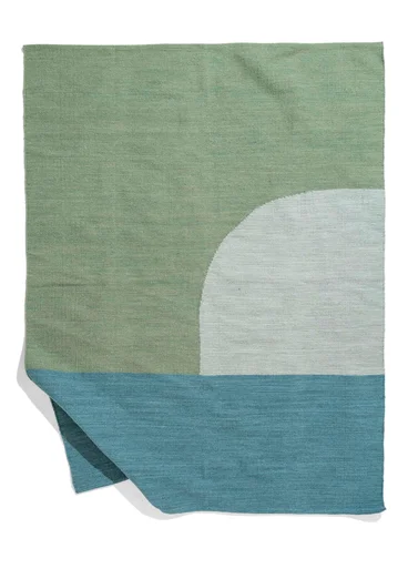 “Asahi” woollen rug - dusty green