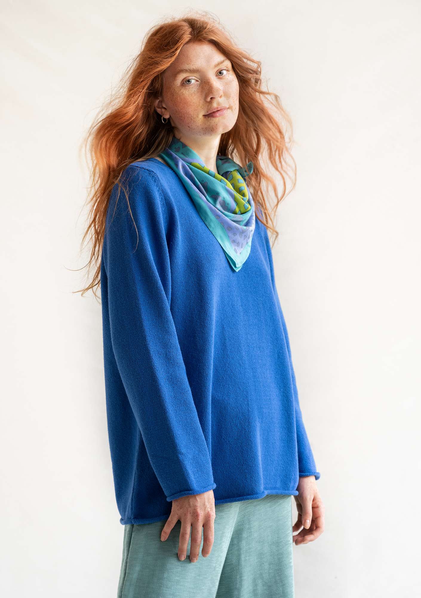 FAVORIETE trui  Rita  van gerecycled katoen korenblauw thumbnail