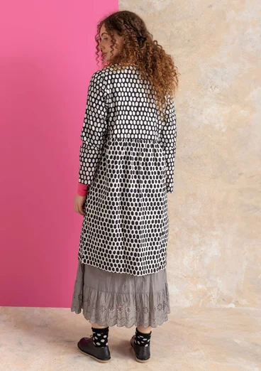 Robe tissée ”Vendela” en coton biologique - noir/motif