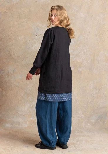 Woven linen tunic - black