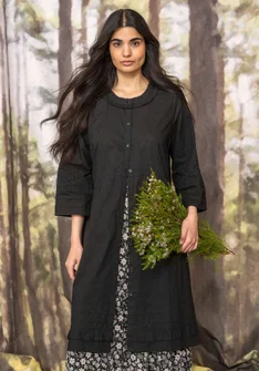 Vævet kjole "Tjärn" i økologisk bomuld - svart0SL0
