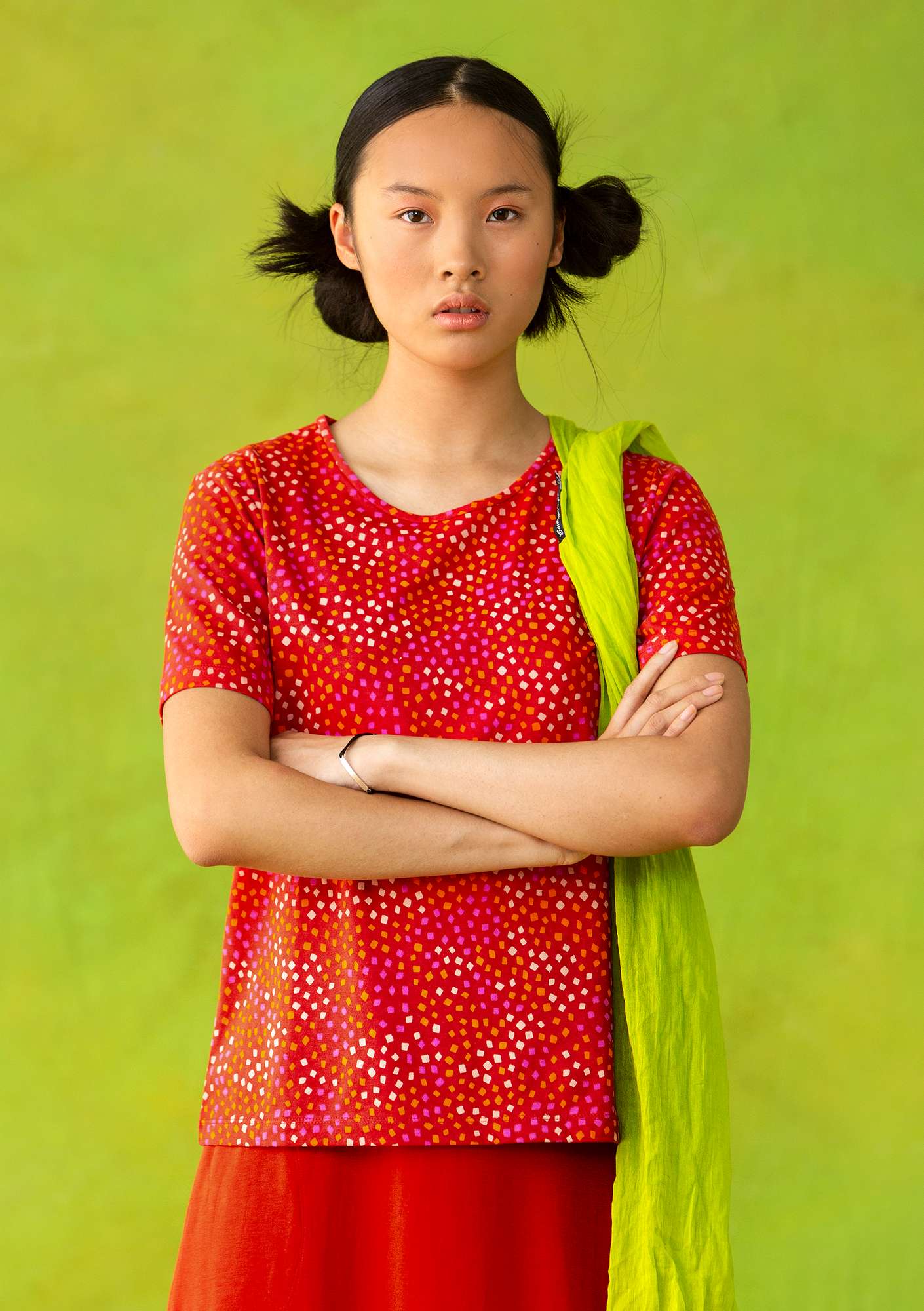 T-shirt  Confetti  en écocoton fin rouge vif/motif thumbnail