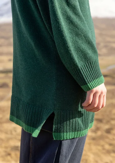 Stricktunika aus Lammwollmischung - dunkelgrün