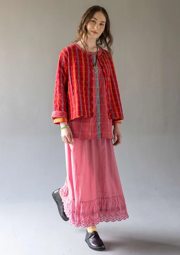 “Kerala” reversible checked organic cotton jacket - parrot red