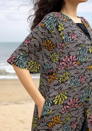 “Pearl” woven viscose/linen dress - black